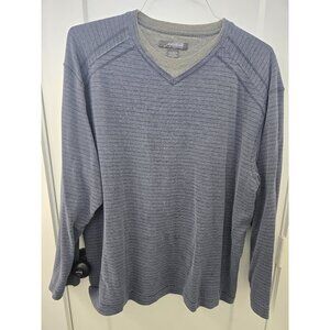 Method Mens XL Gray Striped V-Neck Long Sleeve Shirt